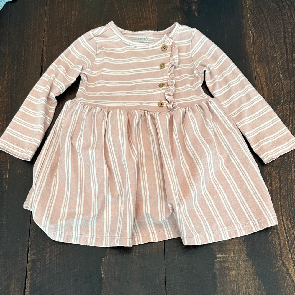 Carter’s Stripped Pink Long Sleeve Baby Dress